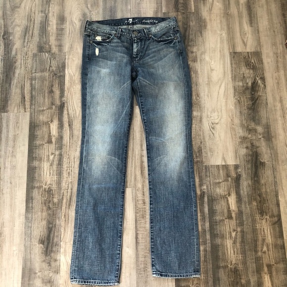 For all mankind distressed straight leg jeans s 29 - Picture 3 of 3